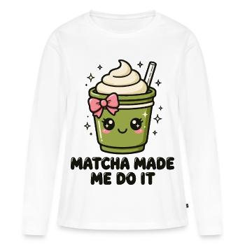 Matcha Made Me Do It Kawaii Matcha - Women's Premium Organic Long Sleeve Shirt - white - Front - Julia (174cm)