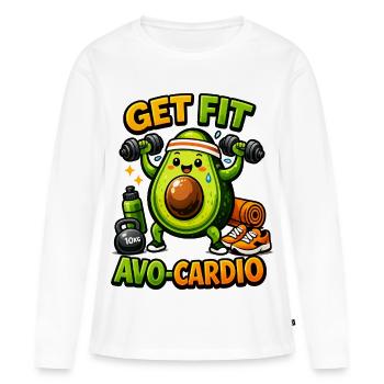 AVO-CARDIO – Avocat en entraînement - T-shirt manches longues Premium bio Femme - blanc - Devant - Julia (174cm)