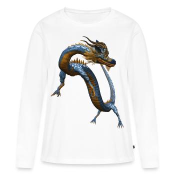 dragon chinois - T-shirt manches longues Premium bio Femme - blanc - Devant - Julia (174cm)