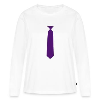 krawatte - Frauen Premium Bio Langarmshirt - Weiß - Vorne - Julia (174cm)