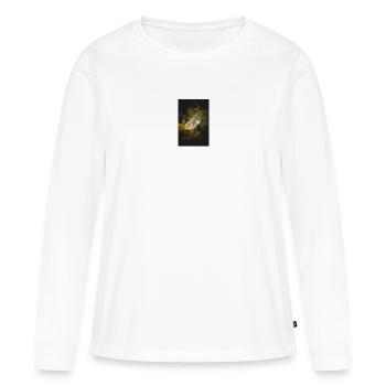 Gouttes d’eau de feuille - T-shirt manches longues Premium bio Femme - blanc - Devant - Julia (174cm)