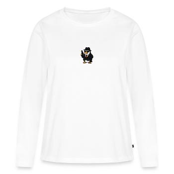 Espion Pingouin en smoking - T-shirt manches longues Premium bio Femme - blanc - Devant - Julia (174cm)