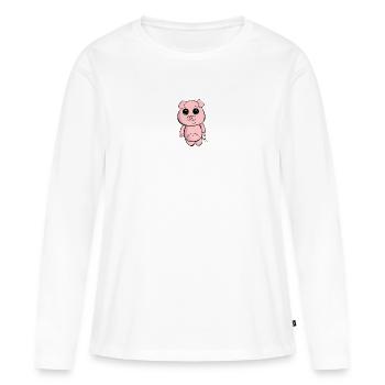 Petit cochon - T-shirt manches longues Premium bio Femme - blanc - Devant - Julia (174cm)