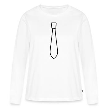 Cravate - T-shirt manches longues Premium bio Femme - blanc - Devant - Julia (174cm)
