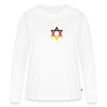 JUIF JUIF JUIF JUIF Ménéorah - T-shirt manches longues Premium bio Femme - blanc - Devant - Julia (174cm)