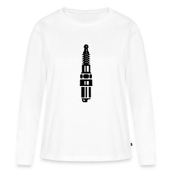 fiche de bougie / allumage (1c) - T-shirt manches longues Premium bio Femme - blanc - Devant - Julia (174cm)