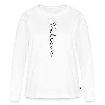 Croire croyant Foi Dire Religion Cadeau - T-shirt manches longues Premium bio Femme - blanc - Devant - Julia (174cm)