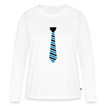 krawatte - Frauen Premium Bio Langarmshirt - Weiß - Vorne - Julia (174cm)