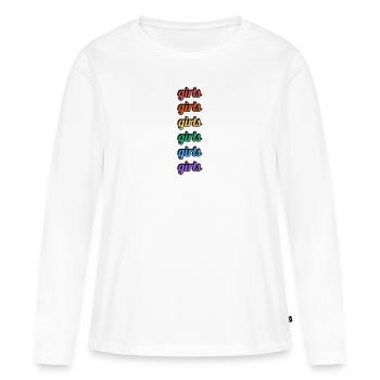 Lesbiennes Filles Arc-en-ciel Texte - T-shirt manches longues Premium bio Femme - blanc - Devant - Julia (174cm)