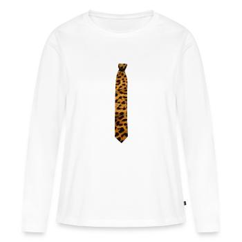 Cravate léopard - T-shirt manches longues Premium bio Femme - blanc - Devant - Julia (174cm)