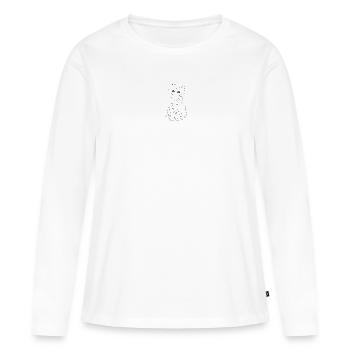 chaton timide - T-shirt manches longues Premium bio Femme - blanc - Devant - Julia (174cm)