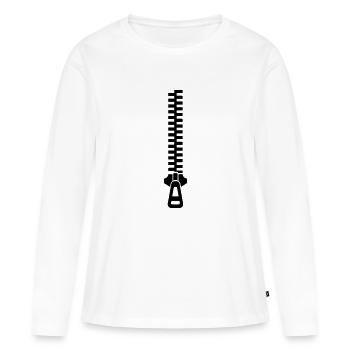 closed zipper - Women's Premium Organic Long Sleeve Shirt - white - Front - Julia (174cm)