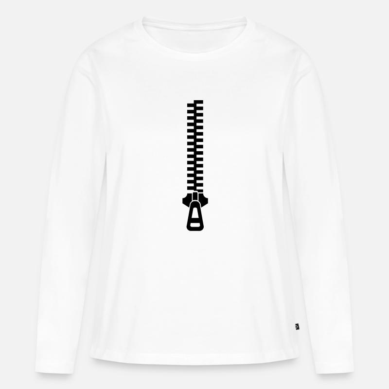 closed zipper - Frauen Premium Bio Langarmshirt - Weiß