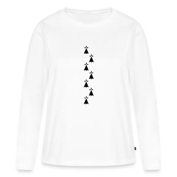 hermine bretonne symbole - T-shirt manches longues Premium bio Femme - blanc - Devant - Julia (174cm)