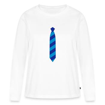 Krawatte - Frauen Premium Bio Langarmshirt - Weiß - Vorne - Julia (174cm)
