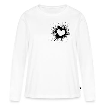 Tache de cœur, tache d’encre, cœur d’encre - T-shirt manches longues Premium bio Femme - blanc - Devant - Julia (174cm)