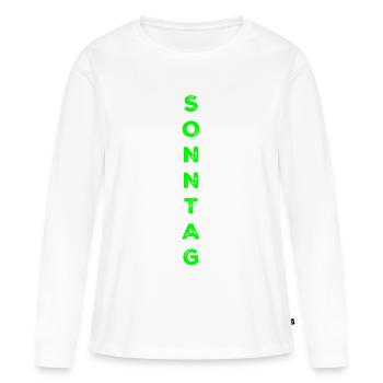 Dimanche - vert - T-shirt manches longues Premium bio Femme - blanc - Devant - Julia (174cm)