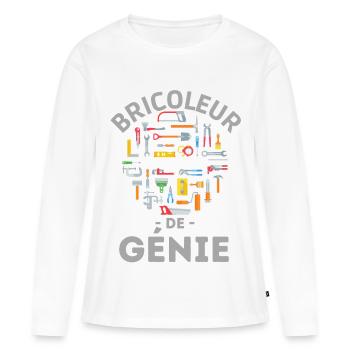 Bricoleur de génie - T-shirt manches longues Premium bio Femme - blanc - Devant - Julia (174cm)