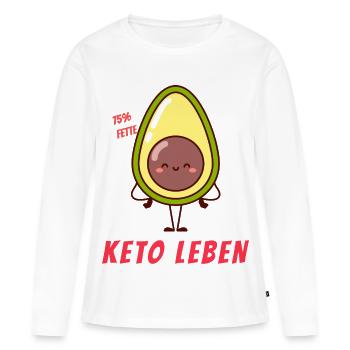 Keto Leben - Frauen Premium Bio Langarmshirt - Weiß - Vorne - Julia (174cm)