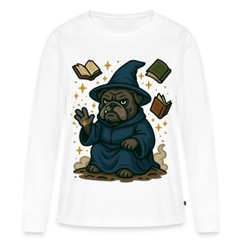 Bulldog sorcier casting magie fantastique dessin animé - T-shirt manches longues Premium bio Femme - blanc - Devant - Julia (174cm)