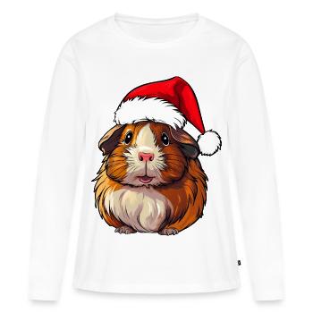 Cochons d'Inde de Noël - T-shirt manches longues Premium bio Femme - blanc - Devant - Julia (174cm)