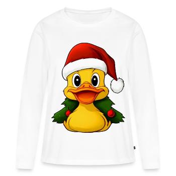 Entchen Weihnachten - Frauen Premium Bio Langarmshirt - Weiß - Vorne - Julia (174cm)