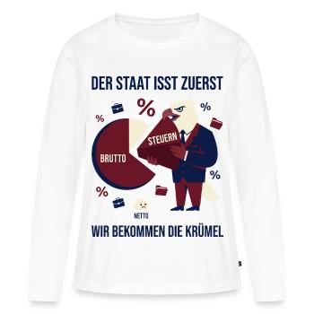 L’État mange en premier - T-shirt manches longues Premium bio Femme - blanc - Devant - Julia (174cm)