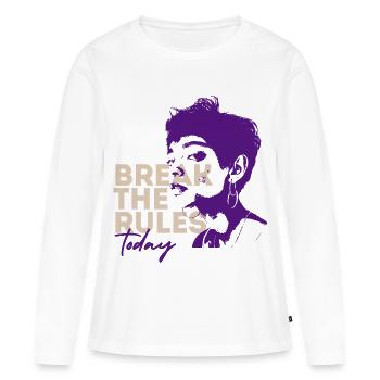 Briser les règles Aujourd'hui - T-shirt manches longues Premium bio Femme - blanc - Devant - Julia (174cm)