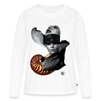 Collage avant-garde - La naissance de l’icône - T-shirt manches longues Premium bio Femme - blanc - Devant - Julia (174cm)