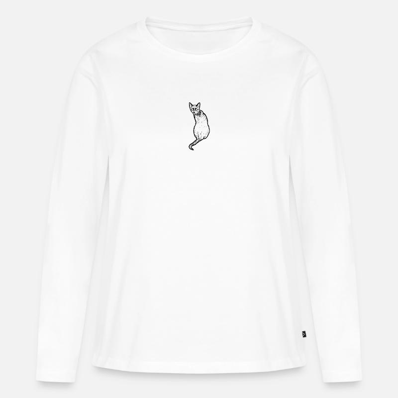 Katze schwarz - Frauen Premium Bio Langarmshirt - Weiß