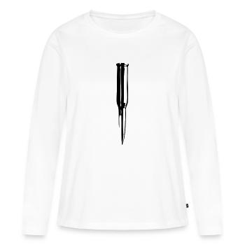 balle_fusil - T-shirt manches longues Premium bio Femme - blanc - Devant - Julia (174cm)