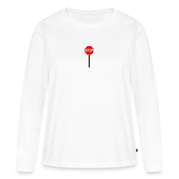 Stop Bouclier - T-shirt manches longues Premium bio Femme - blanc - Devant - Julia (174cm)