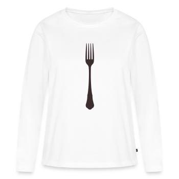 Fork Silhouette - Women's Premium Organic Long Sleeve Shirt - white - Front - Julia (174cm)