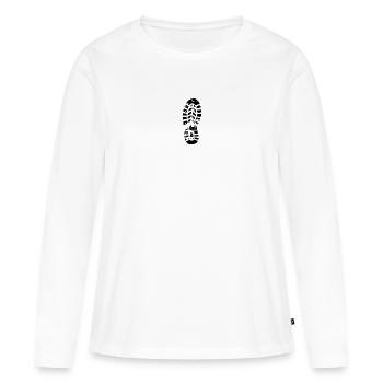Conception abstraite géométrique au trait - T-shirt manches longues Premium bio Femme - blanc - Devant - Julia (174cm)