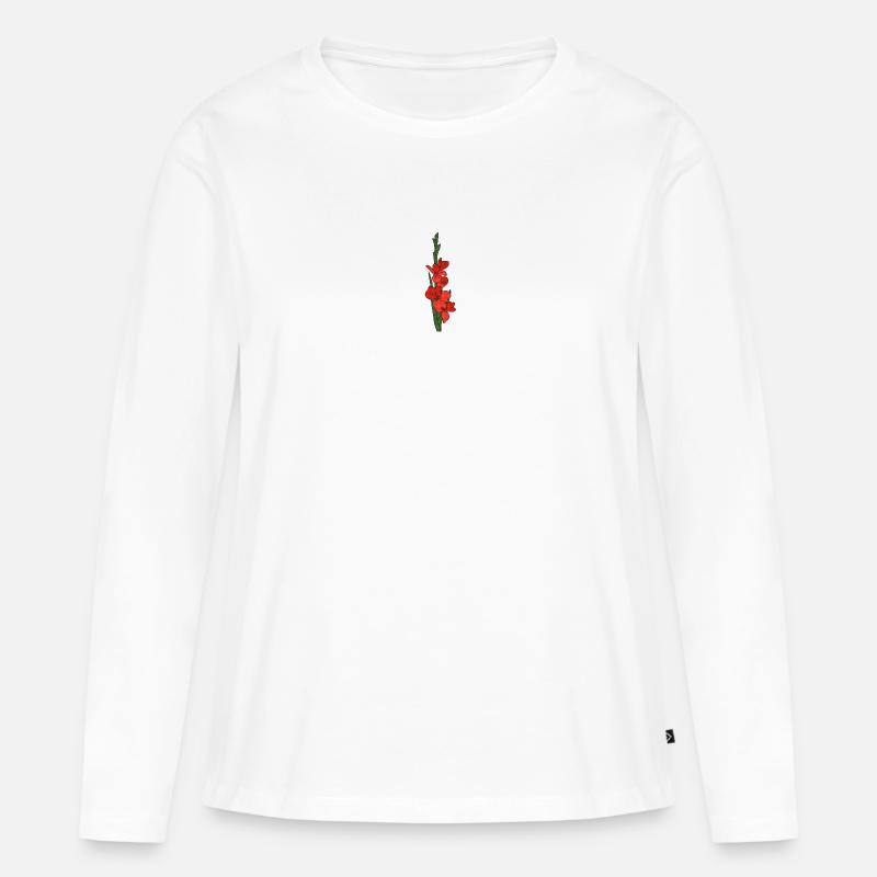 Gladiole - Frauen Premium Bio Langarmshirt - Weiß