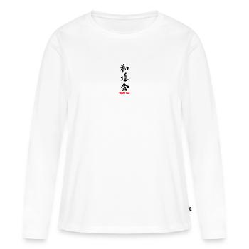 Wado kai kanji noir avec texte - T-shirt manches longues Premium bio Femme - blanc - Devant - Julia (174cm)