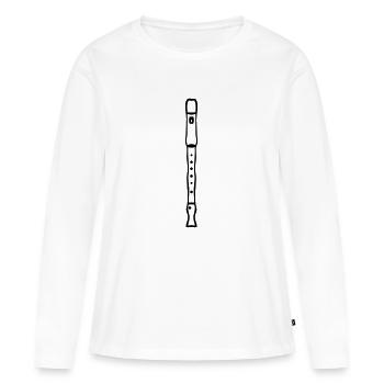 flûte à bec - T-shirt manches longues Premium bio Femme - blanc - Devant - Julia (174cm)