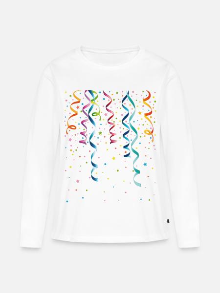 Silvester. Bunte Luftschlangen mit Konfetti. - Frauen Premium Bio Langarmshirt - Weiß