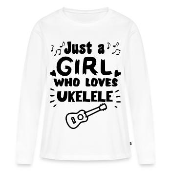 Juste une fille qui aime vraiment jouer du ukulélé * - T-shirt manches longues Premium bio Femme - blanc - Devant - Julia (174cm)