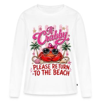 Crab Beach Humor Summer Pink - Women's Premium Organic Long Sleeve Shirt - white - Front - Julia (174cm)