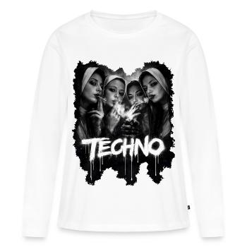 Techno Nuns Black-Grey - Women's Premium Organic Long Sleeve Shirt - white - Front - Julia (174cm)