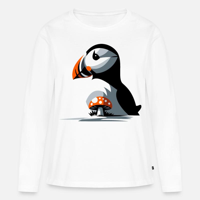 Puffin and toadstool - Women's Premium Organic Long Sleeve Shirt - white