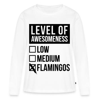 Flamingo Flamingo Flamingo - Frauen Premium Bio Langarmshirt - Weiß - Vorne - Julia (174cm)