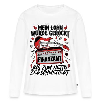Mon salaire a été ébranlé - T-shirt manches longues Premium bio Femme - blanc - Devant - Julia (174cm)