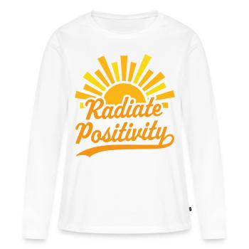 Strahlen Sie Positivität aus - Frauen Premium Bio Langarmshirt - Weiß - Vorne - Julia (174cm)