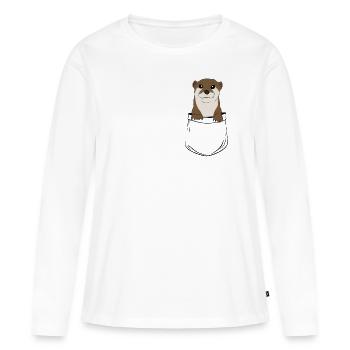 loutre de poche - T-shirt manches longues Premium bio Femme - blanc - Devant - Julia (174cm)