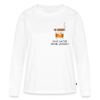 économiser l’eau boire du whisky - amateurs de whisky - T-shirt manches longues Premium bio Femme - blanc - Devant - Julia (174cm)