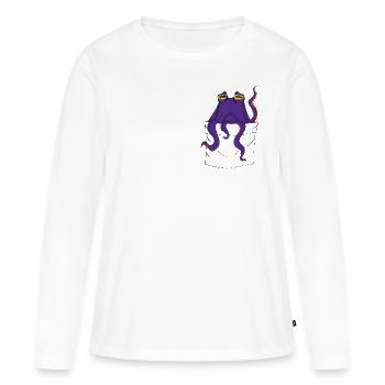 poulpe de poche - T-shirt manches longues Premium bio Femme - blanc - Devant - Julia (174cm)