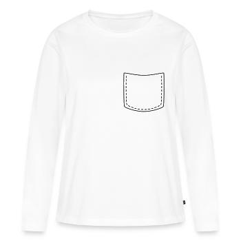 Brusttasche - Frauen Premium Bio Langarmshirt - Weiß - Vorne - Julia (174cm)