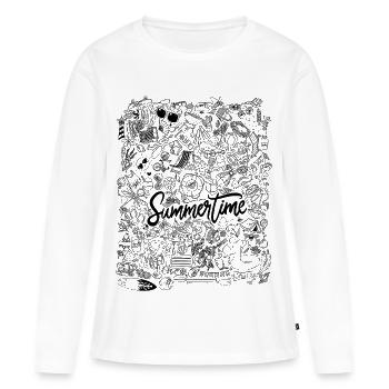 Summertime - Frauen Premium Bio Langarmshirt - Weiß - Vorne - Julia (174cm)